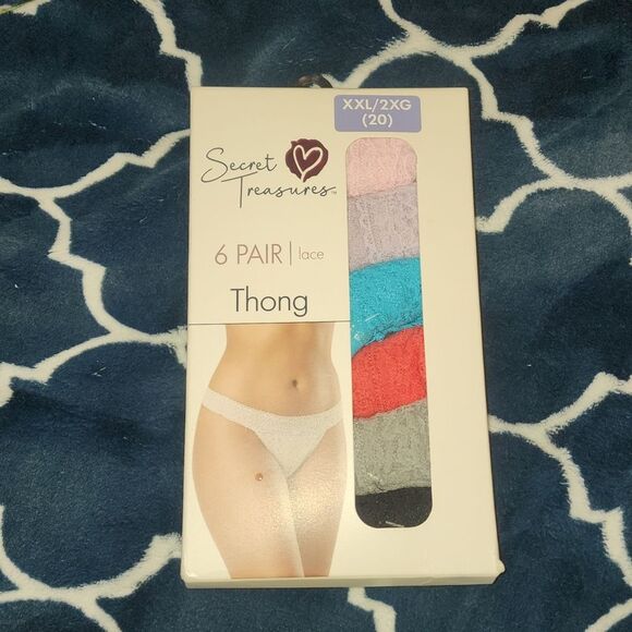NWT Sercet Treasures Women's Lace Stretch Thong Panties 6-pack - Picture 2 of 5